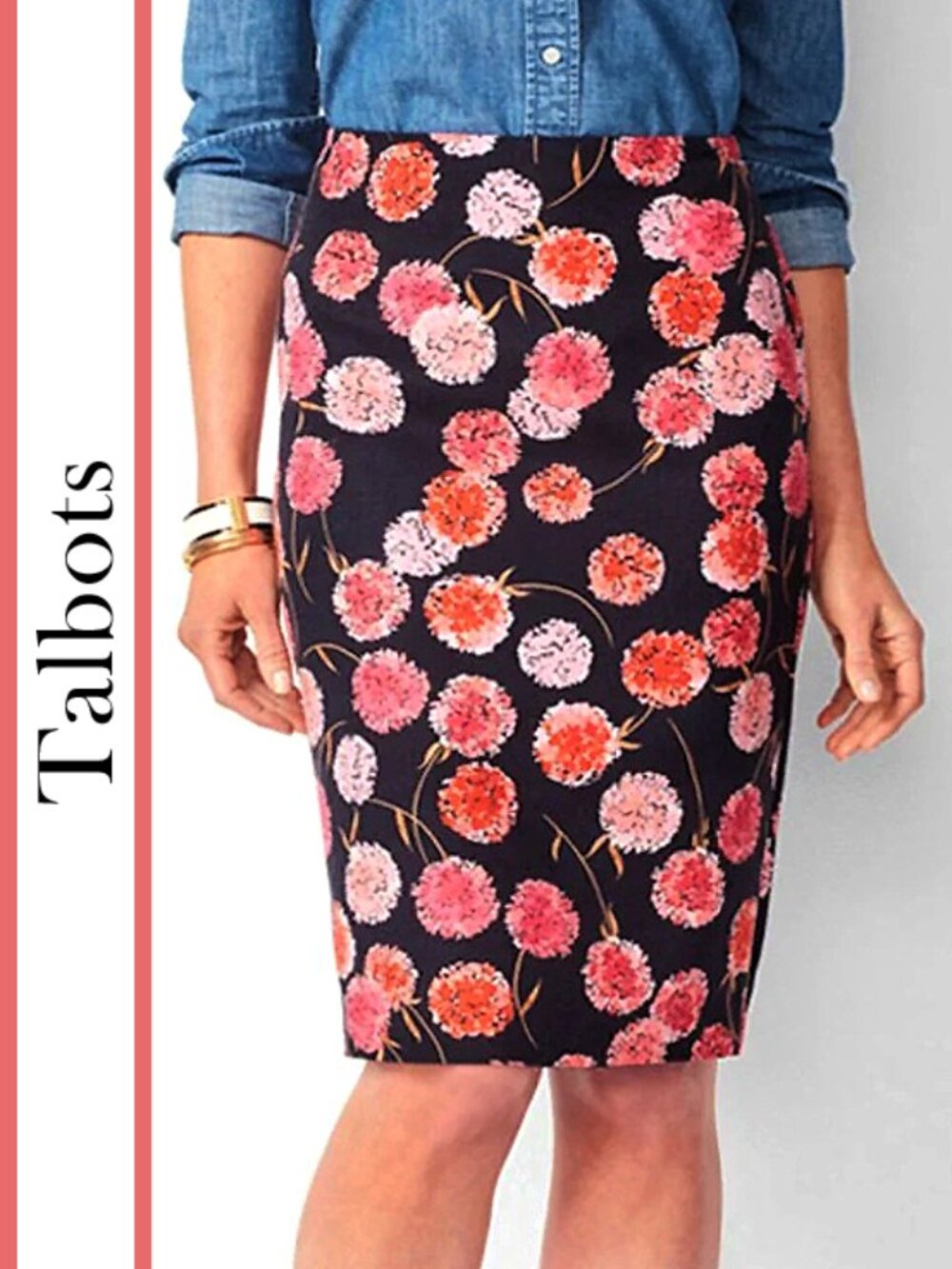 Talbots | Floral Printed Classic Pencil Skirt